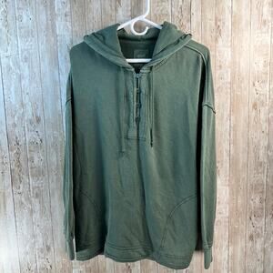Aerie Beach Weekend Hoodie Womens sz XS Oversized Green Vintage Washed‎ **flawed